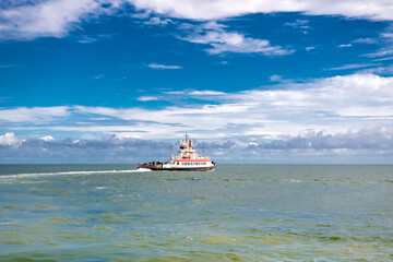 car ferry in the Atlantic Ocean. Transporting cars between the Outer Banks of North Carolina.
