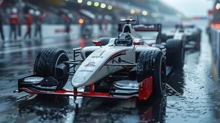 Formula one car, racing car for winners, danger and high speeds, tournament race