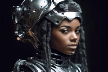 Futuristic female like cyber-robot