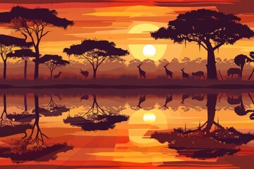 A silhouette of an African deer in the distance