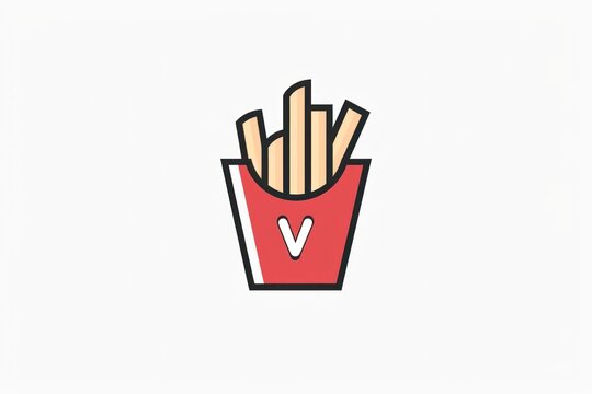 A logo design of French fries in red packaging