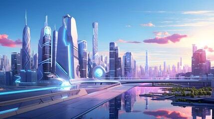 cityscape of shanghai at sunset,China.3d rendering