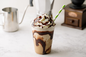 chocolate mocha frappe with whipped cream