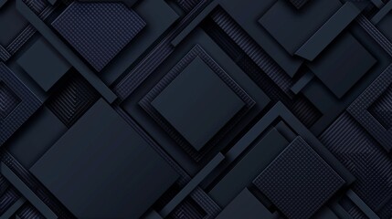  Black squares and rectangles on a dark background - obrazy, fototapety, plakaty