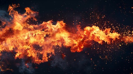 Fototapeta na wymiar Realistic fiery explosion over a black background