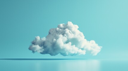 White cloud isolated on blue background. 3D redering with clipping path