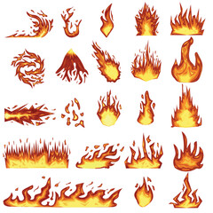 Set of Flame element on white background