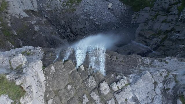 Aerial view of Salto del Nervion waterfall in Spain