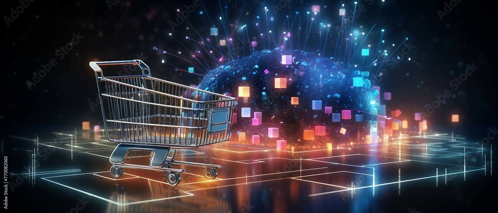 Aufkleber e-commerce metrics futuristic background for online retail analytics. dynamic data visualization, ch