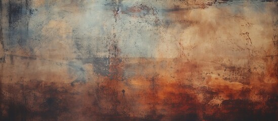 A close up of a painting featuring natural landscape with brown tints and shades, embodying a hardwood pattern on a rectangular canvas