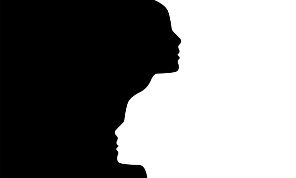 Psychology, bipolar disorder, emotion, duality, ambivalence and personality concept. Black vs white teams versus battle screen. Fight backgrounds competition. Opposition contrast