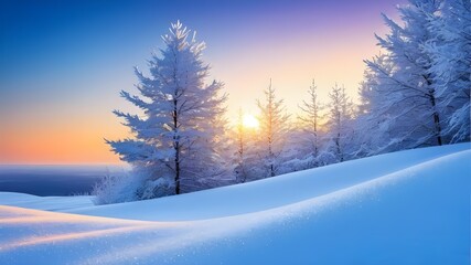 Fototapeta na wymiar Winter Snow Background with Snowdrifts, Beautiful Light, and Snowflakes on Blue Sky - Seasonal Marketing, Outdoor Activities, Nature Beauty, and Tranquil Winter Landscape