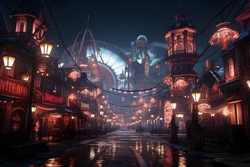 Fototapeta na wymiar Night view of shanghai old town in China. 3D rendering