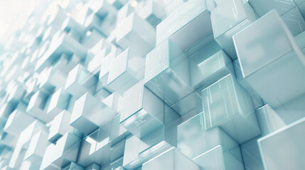 3D Render of White Geometric Cube Pattern