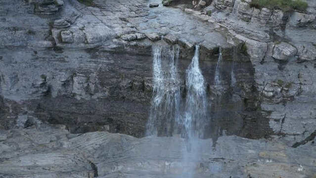 Aerial view of Salto del Nervion waterfall in Spain