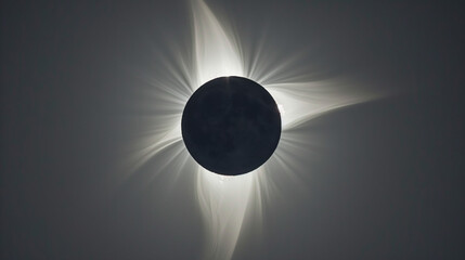 Total Solar Eclipse with Sun's Corona on Dark Sky