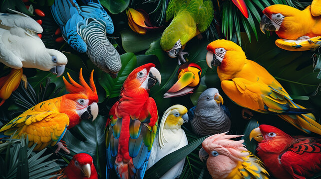 Tropical Parrot Variety: A Symphony of Color in Nature