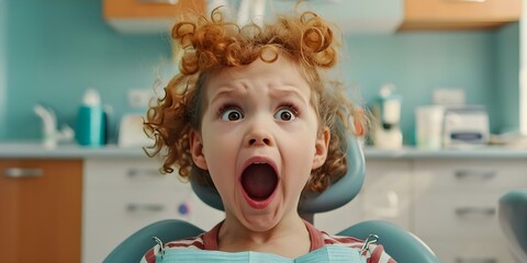 A child's tantrum at the dentist's office: scared and resistant to a checkup. Concept Child's Behavior, Dental Anxiety, Pediatric Dentistry, Behavioral Management, Coping Strategies