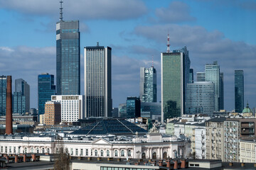 Warsaw panorama during sunny day