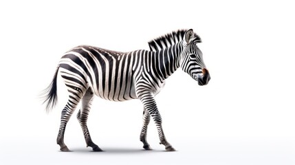 Fototapeta na wymiar zebra pony white background 8k photography, ultra HD, sharp