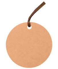 Blank brown paper price tag isolated on transparent background