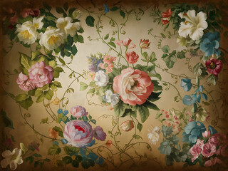 Vintage Floral Background With Flowers