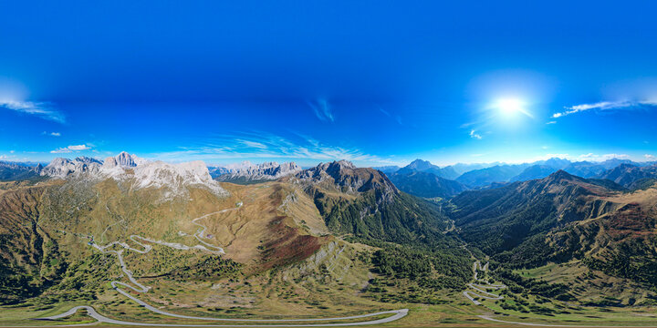 Winding road through the Dolomites Italy - Passo di Giau with Colle Santa Lucia and Selva di Cadore Dolomiti