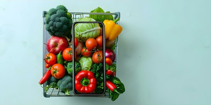 Conveniently Shopping for Fresh Produce Online Using a Mobile App. Concept Mobile App Features, Online Grocery Shopping, Fresh Produce, Convenience