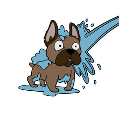 Cartoon dog bathing with shower Vector Cartoon
