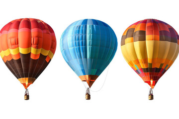 Colorful hot air balloons, Isolated over whiteisolated on solid white background.