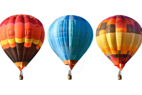 Colorful hot air balloons, Isolated over whiteisolated on solid white background.
