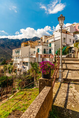 An Italian village on the mountainside of the Amalfi coast