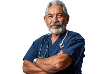 Self-reliant Senior Latino Male Nurse