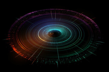 pie chart syntetic radio wave of jupiter magnetic field. Isolated. Black cosmos background - obrazy, fototapety, plakaty