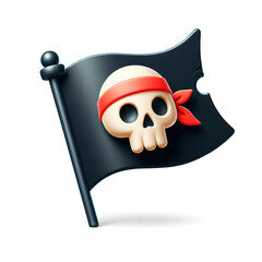 Pirate flag illustration with 3D skull.