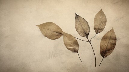 leaves on an old paper - obrazy, fototapety, plakaty