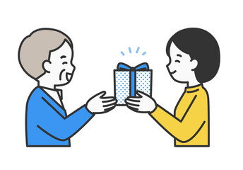 プレゼントを贈る女性の人物イラスト素材