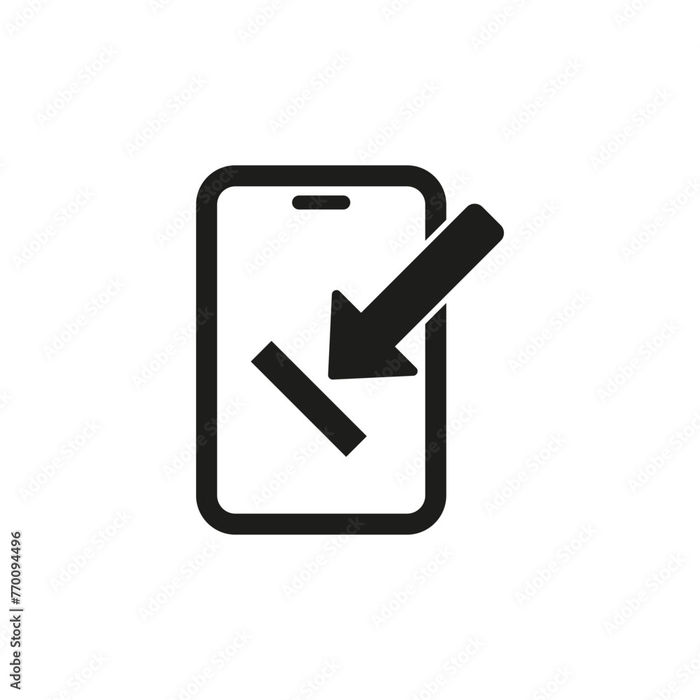 Aufkleber smartphone with incoming call icon. touchscreen device with arrow. mobile communication symbol. vect