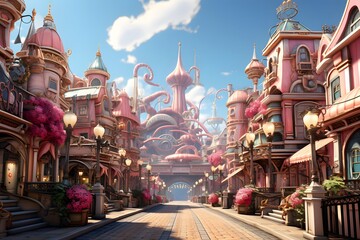 The theme park attractions based on the film industry at Universal Studios in South Korea. - obrazy, fototapety, plakaty