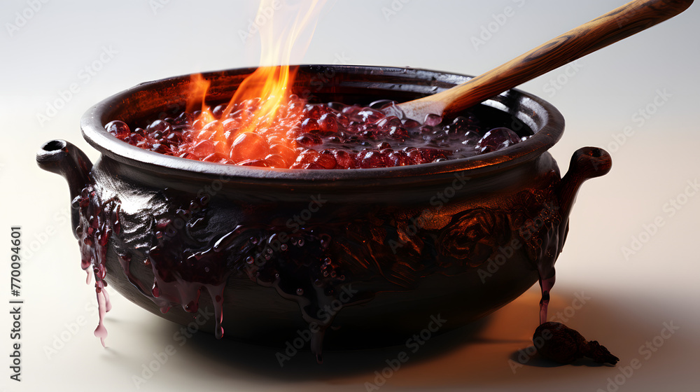 Poster deep color cauldron with potion overflowing