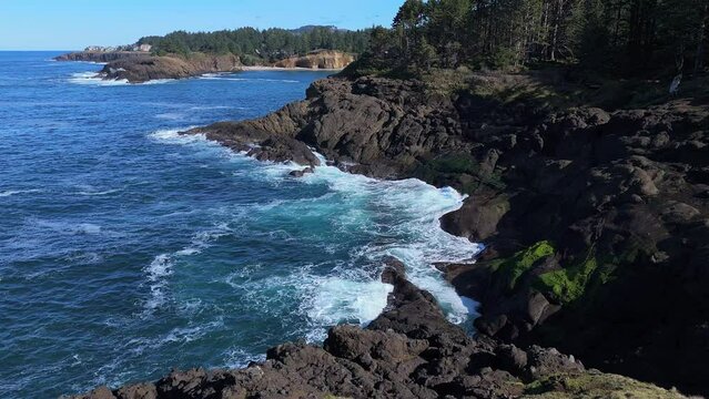 Majestic Waves Crashing onto the Rocks at Whale Cove Oregon Coast Rocky Creek State Scenic Area 3