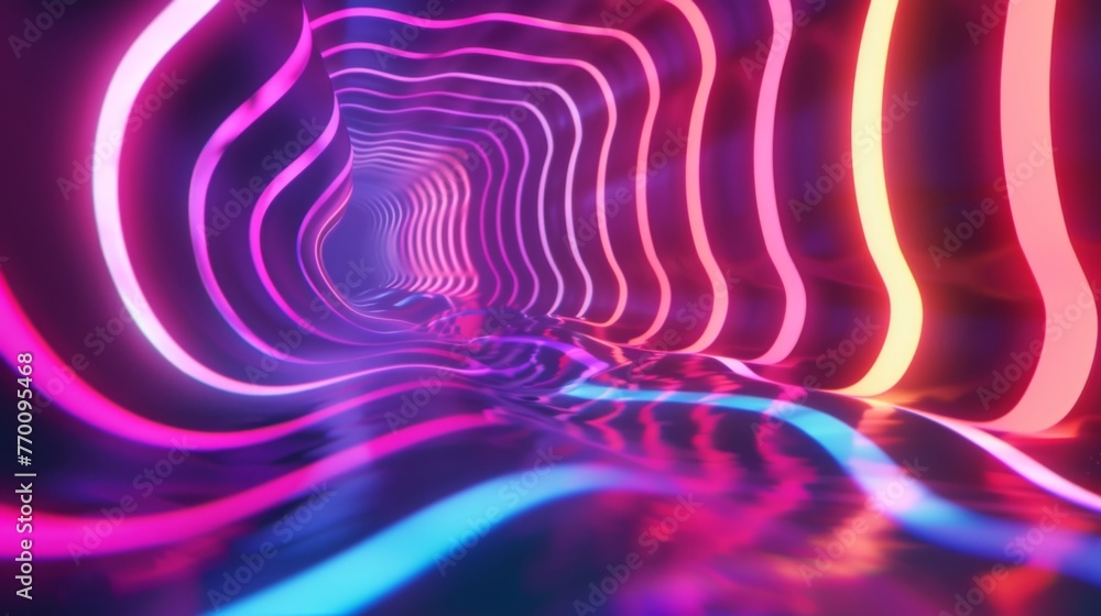 Poster neon colors twist and turn in a hypnotic pattern inviting you to get lost in the psychedelic wonderl