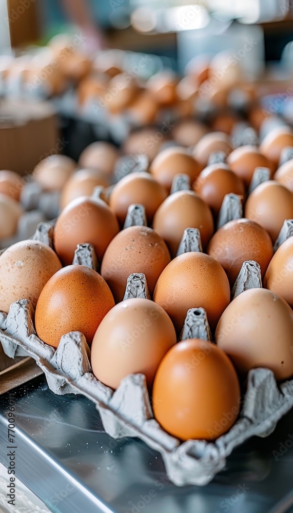 Poster efficient egg sorting machine in a busy commercial egg production facility optimizing operations