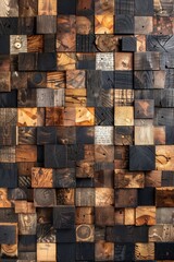 Brown wooden acoustic panels wall texture on rustic wood background for a warm ambiance