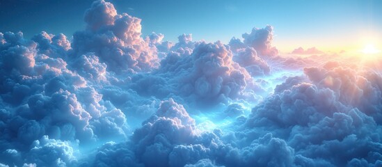 Epic decorative cloud storm scene, Dramatic sky, Soft sunlight - obrazy, fototapety, plakaty