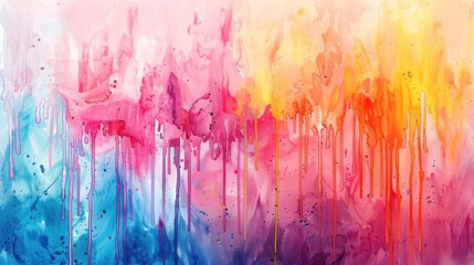 Abstract Colorful watercolor paint stain drips texture. AI generated image