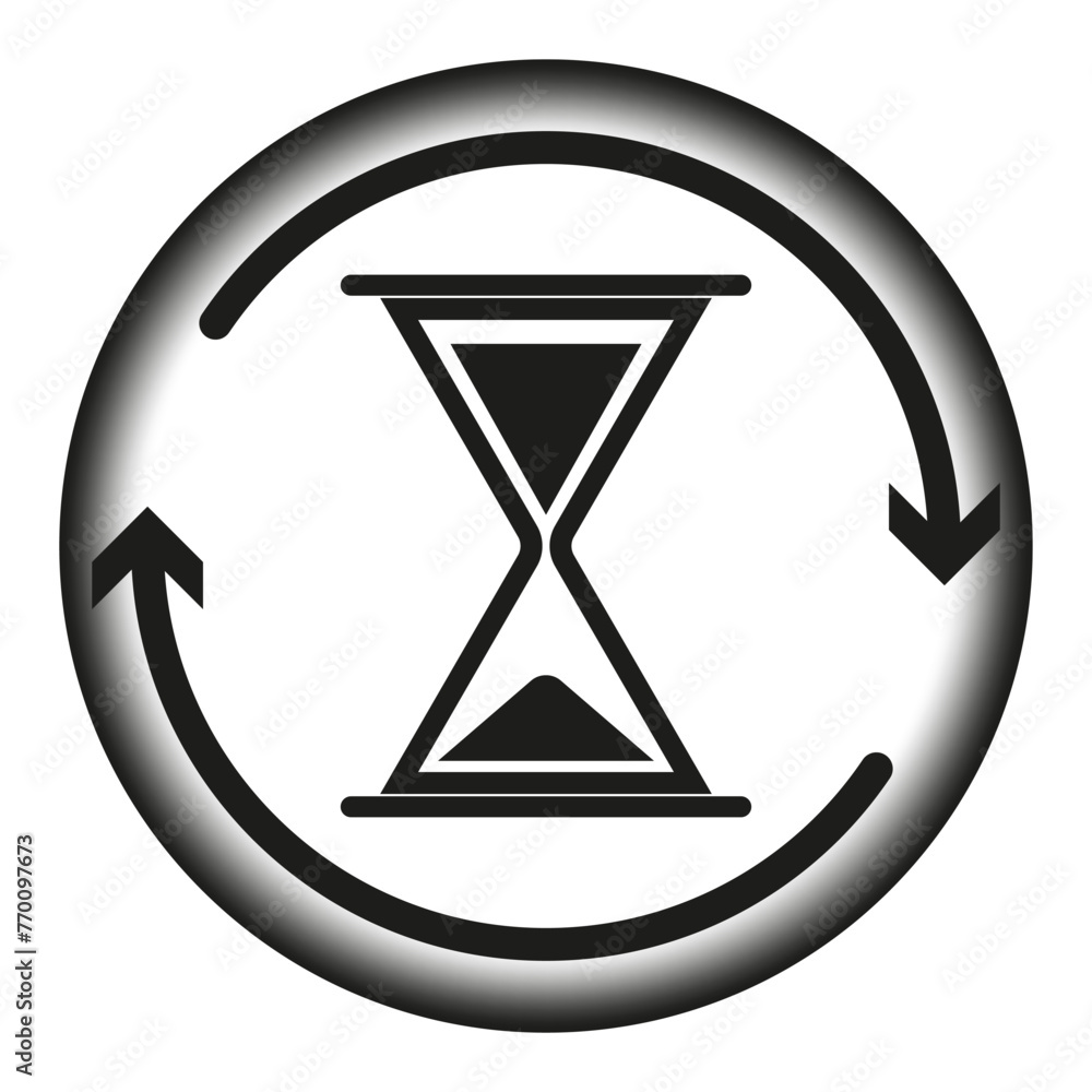 Poster hourglass cycle icon. time passing concept. endless loop with sand timer. continuous deadline symbol