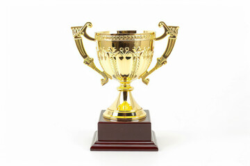 Shiny Gold Trophy on Wooden Base