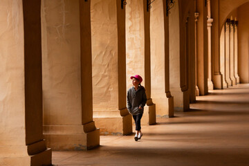 Child walking in shadow light