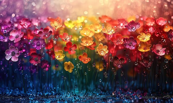 Ai sfondo multicolore astratto e fiori 04